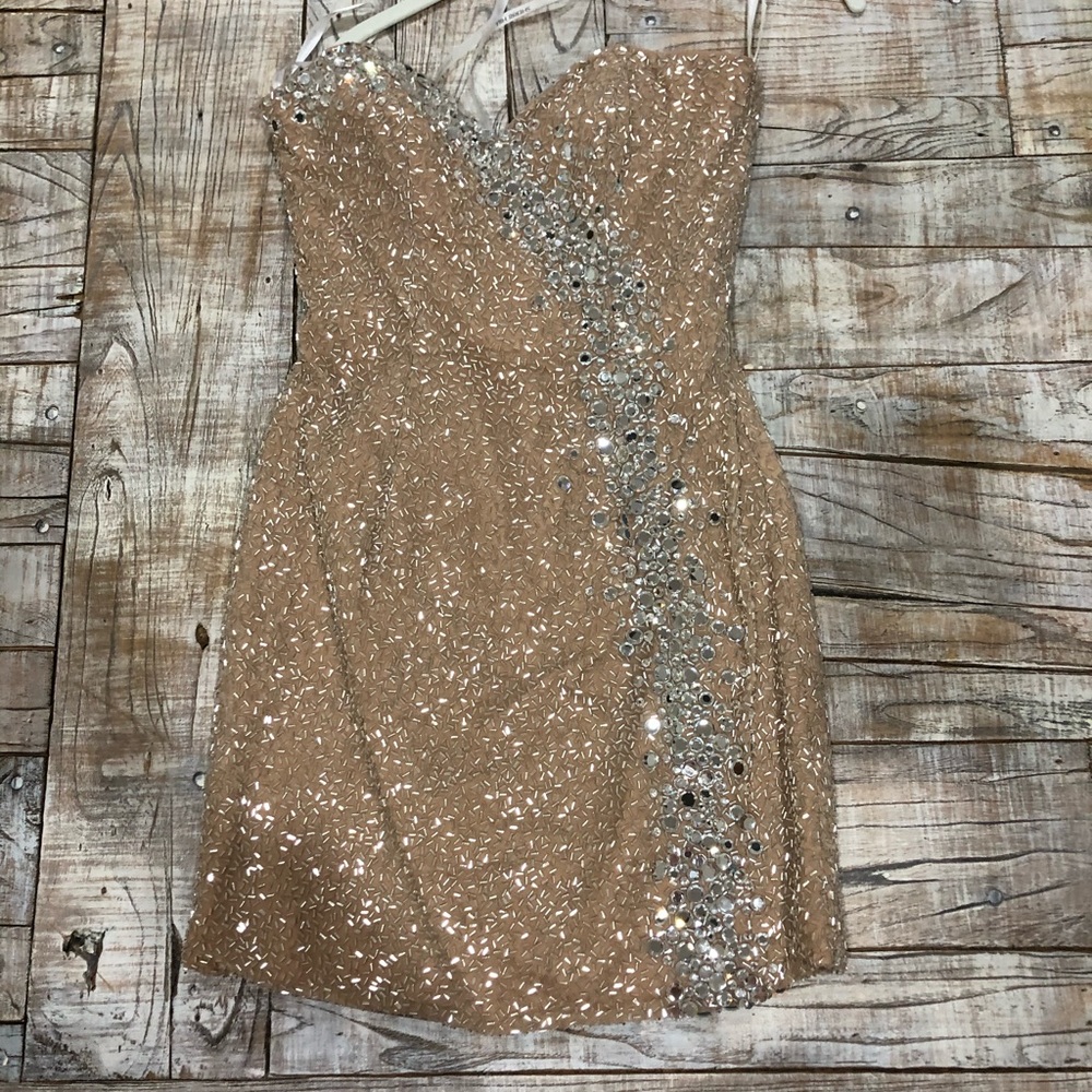 Sherri hill homecoming/prom mini dress!Gold/silver